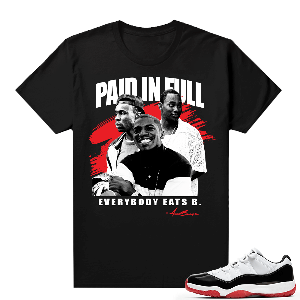 Jordan 11 Low matching Concord Bred shirt - Black - Paid In Full Vintage Movie