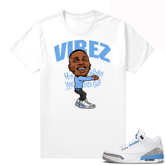 Shirts to match UNC 3 Jordans - White - Dababy Vibez