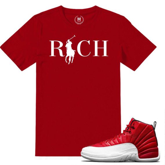 Match Gym Red 12 Jordan Retros | Country Club Rich | Red T shirt