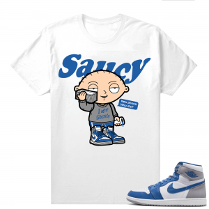 Jordan 1 True Blue shirts  White Saucy