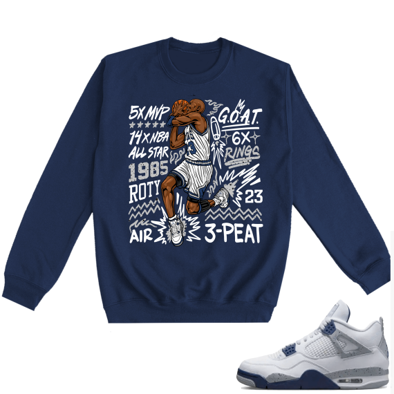 Midnight Navy 4s Crewneck Sweatshirts  Navy MJ GOAT